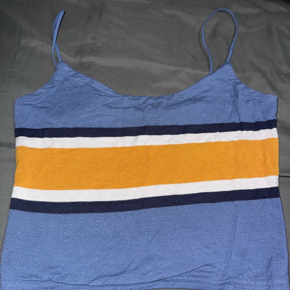 Blue and Orange Striped Women's Top